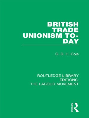 cover image of British Trade Unionism To-Day